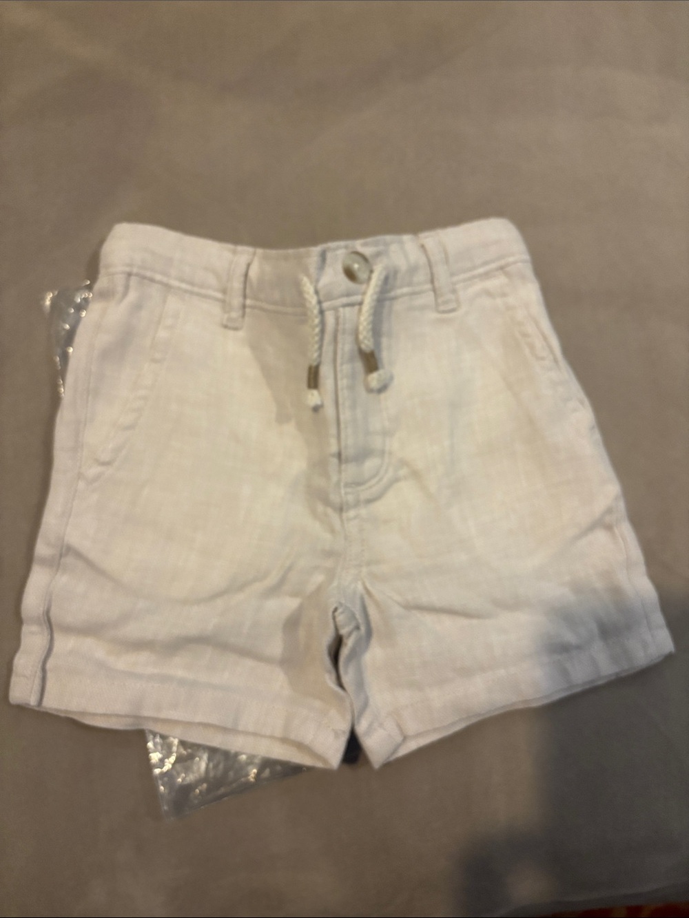 Gymboree Cream Drawstring Linen-Look Kids Shorts